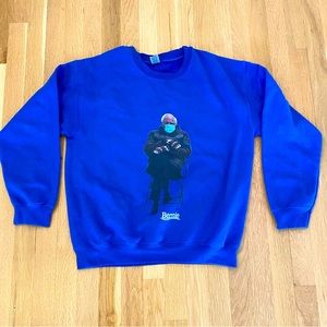 Bernie Sanders Iconic Blue Crew Neck Sweatshirt / Unisex Size M